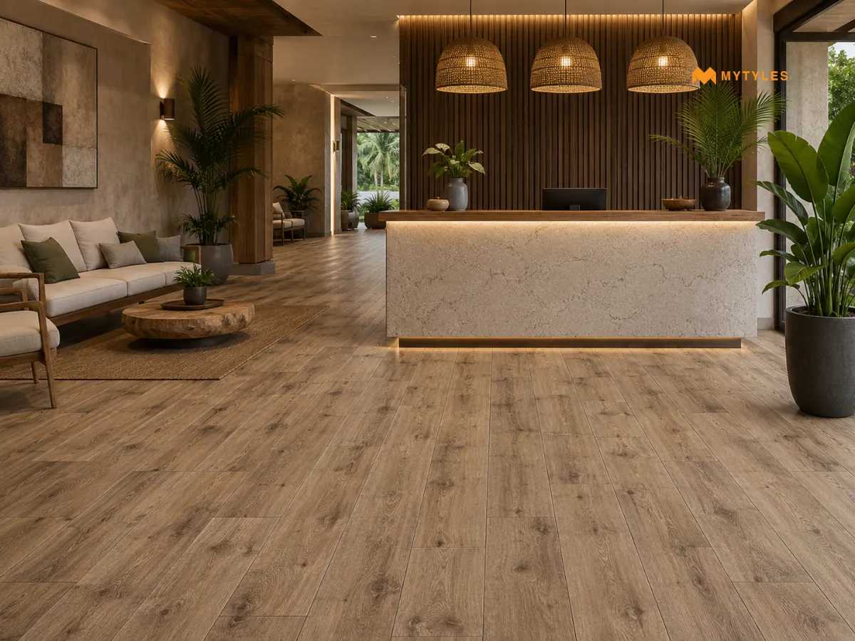Porcelain Wooden Plank Tile in Resort Lounge